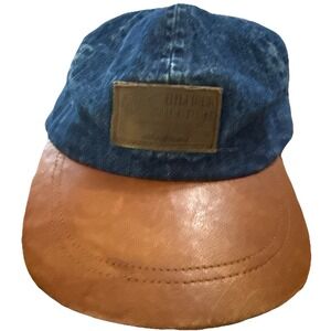Tommy Hilfiger Denim Leather Bill Logo Cap Hat Vintage Tommy Jeans USA 90s